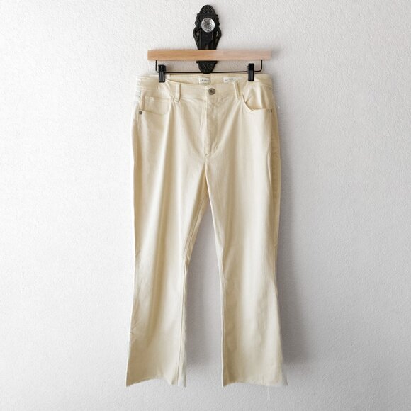 J. Jill Denim NWT Size 12 Sunshine Yellow Kick Flare Jeans Ankle Raw Hem Pants - Picture 1 of 8